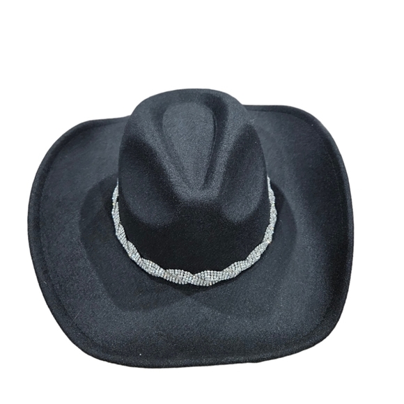 Cowgirl Hat Black with Rhinestone Details - Picture 5 of 8